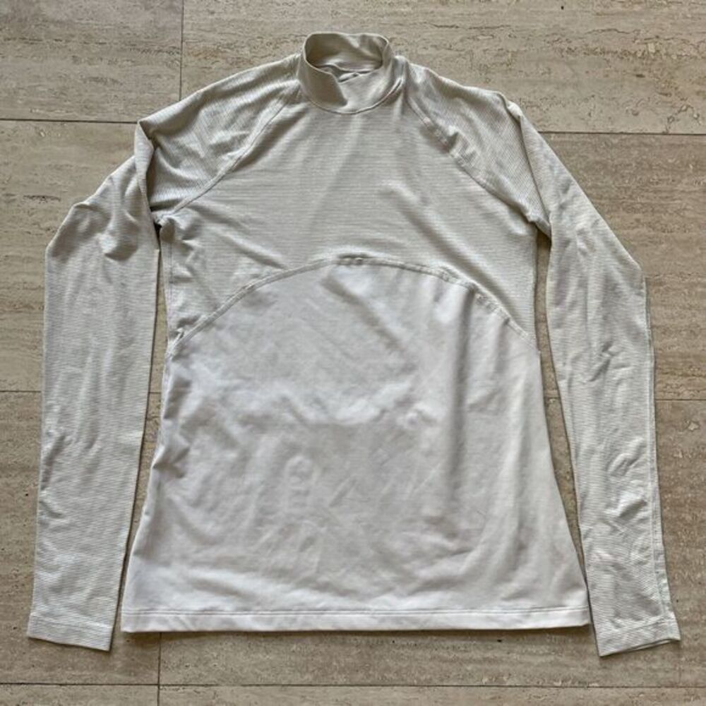Nike Dri-fit Women's Compression Top M Sparkle Ivory Mock Neck Long Sleeve‎